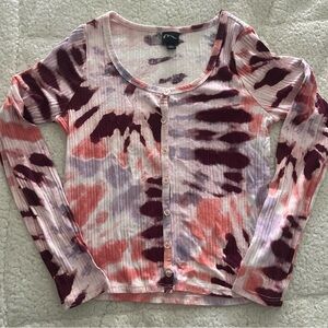 NWOT Girls long sleeve tie-die shirt - ribbed cotton, size 10/12